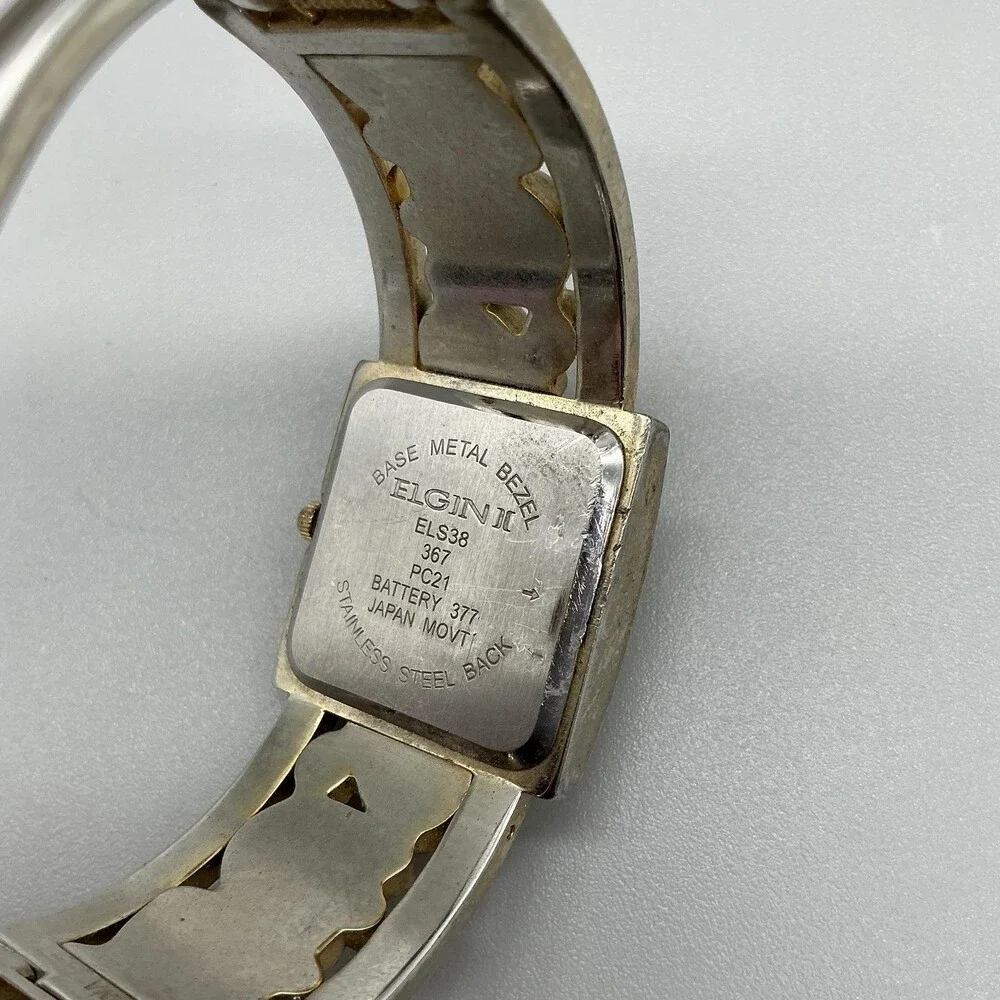 Elgin II EL538 Womens Watch 28mm MOP Dial Silver Tone Bangle New Battery 7